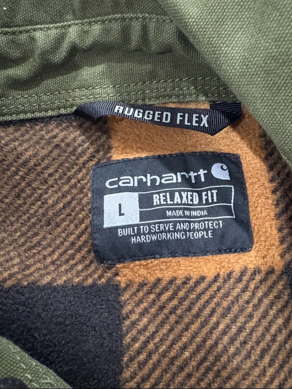 Carhartt Olive Green Button-Front Shirt Jacket - Picture 3 of 3